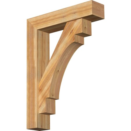 Ekena Millwork Merced Block Rough Sawn Bracket w/ Offset Brace, Western Red Cedar, 8"W x 36"D x 48"H BKT0806X36X48MRC05RWR